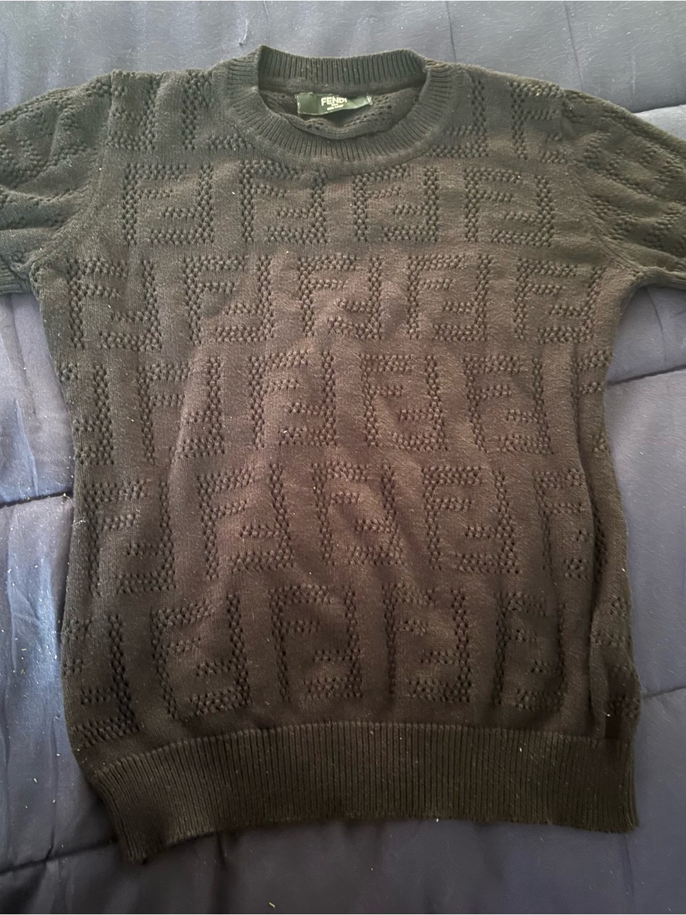 Fendi Black Short-Sleeve Knit Sweater